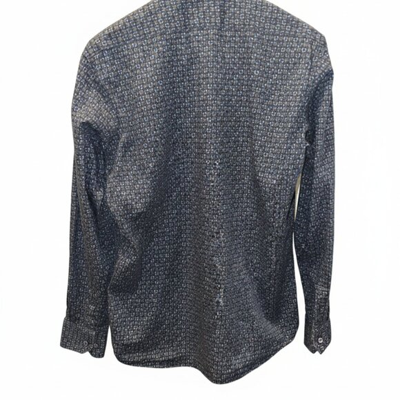 Sand XO Rare Blue Clover Print Button Down Fine Italian Fabric Shirt - Picture 2 of 7